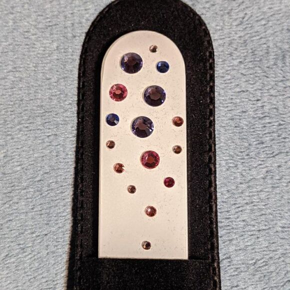 🆕7.5" White Czech Crystal Nail File W/BEAUTIFUL PINK & PURPLE SWARO… - Picture 6 of 6
